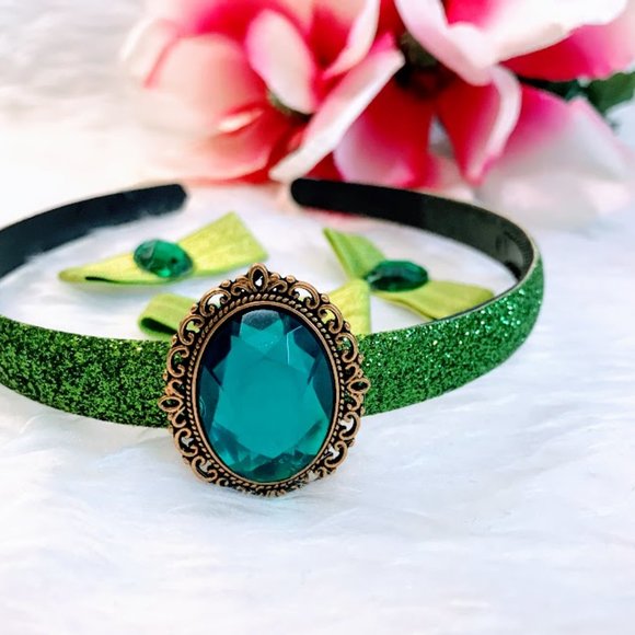 Princess Jasmine Set Green Glitter Headband - Picture 3 of 4